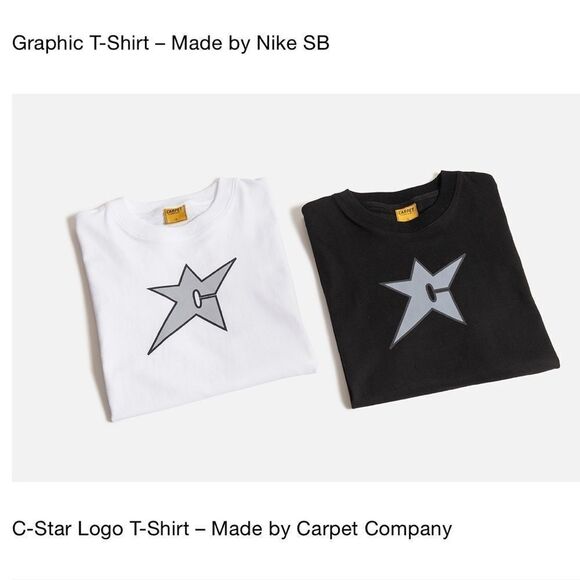 Carpet Company x Nike Dunk White Grey C-Star Logo Skateboarding T-Shirt NWT - Picture 15 of 16